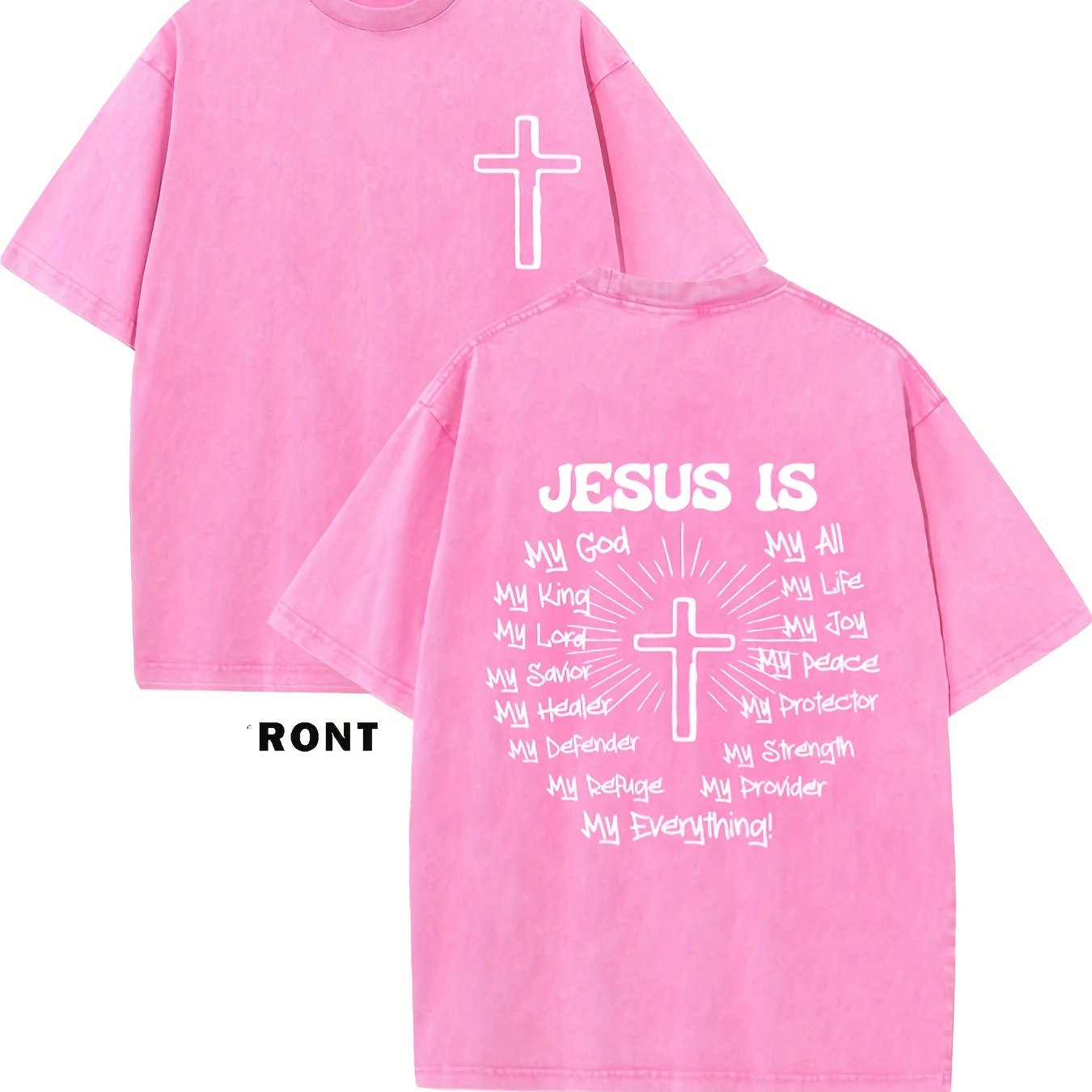JESUS IS MY GOD Men's washed cotton T-shirt, vintage pure cotton T-shirt, animat image 12