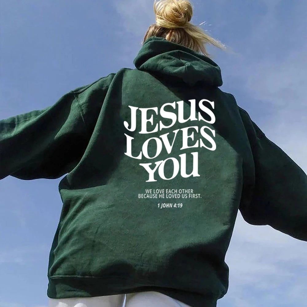 Jesus Loves You Hoodie Christian Hooded Sweatshirt Jesus s Christian Merch image 1