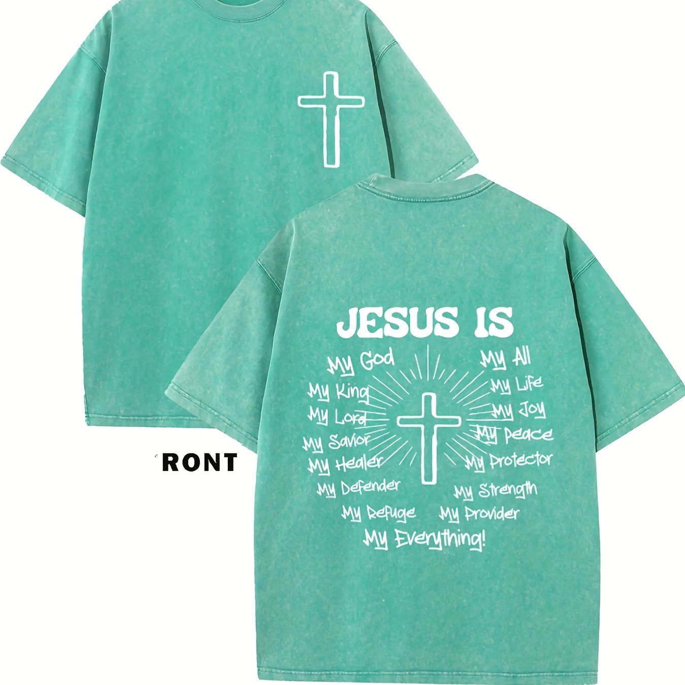 JESUS IS MY GOD Men's washed cotton T-shirt, vintage pure cotton T-shirt, animat image 13