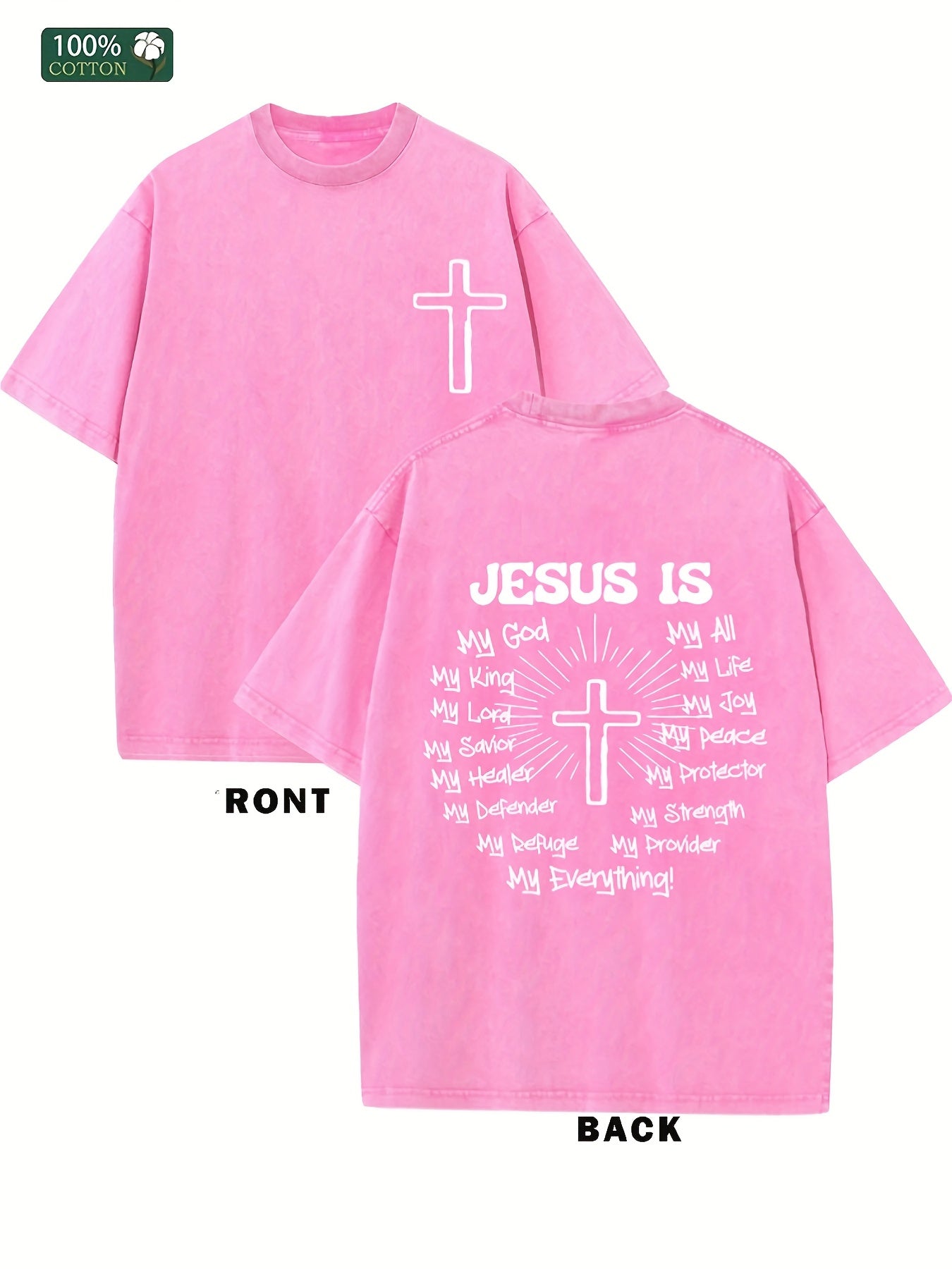 JESUS IS MY GOD Men's washed cotton T-shirt, vintage pure cotton T-shirt, animat image 5