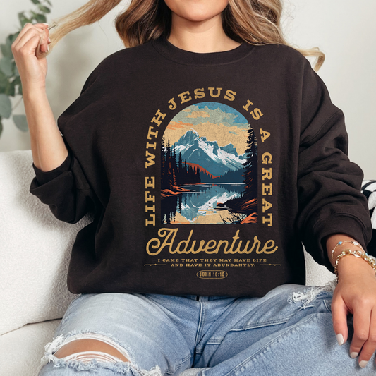 Christian Apparel- Adventures with Jesus- Sweater Style image 0