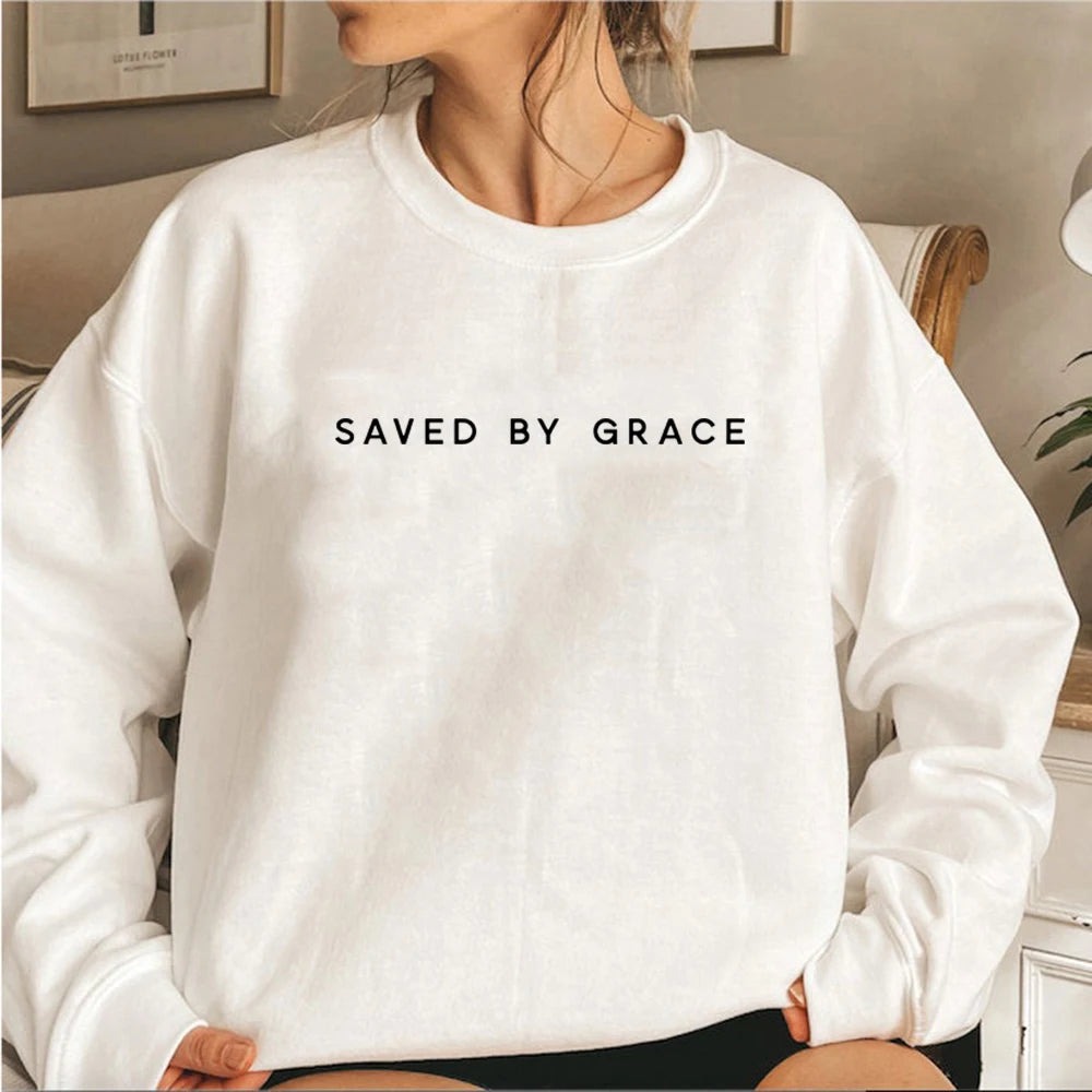 Saved by Grace Sweatshirt Christian Crewneck Sweatshirts image 8