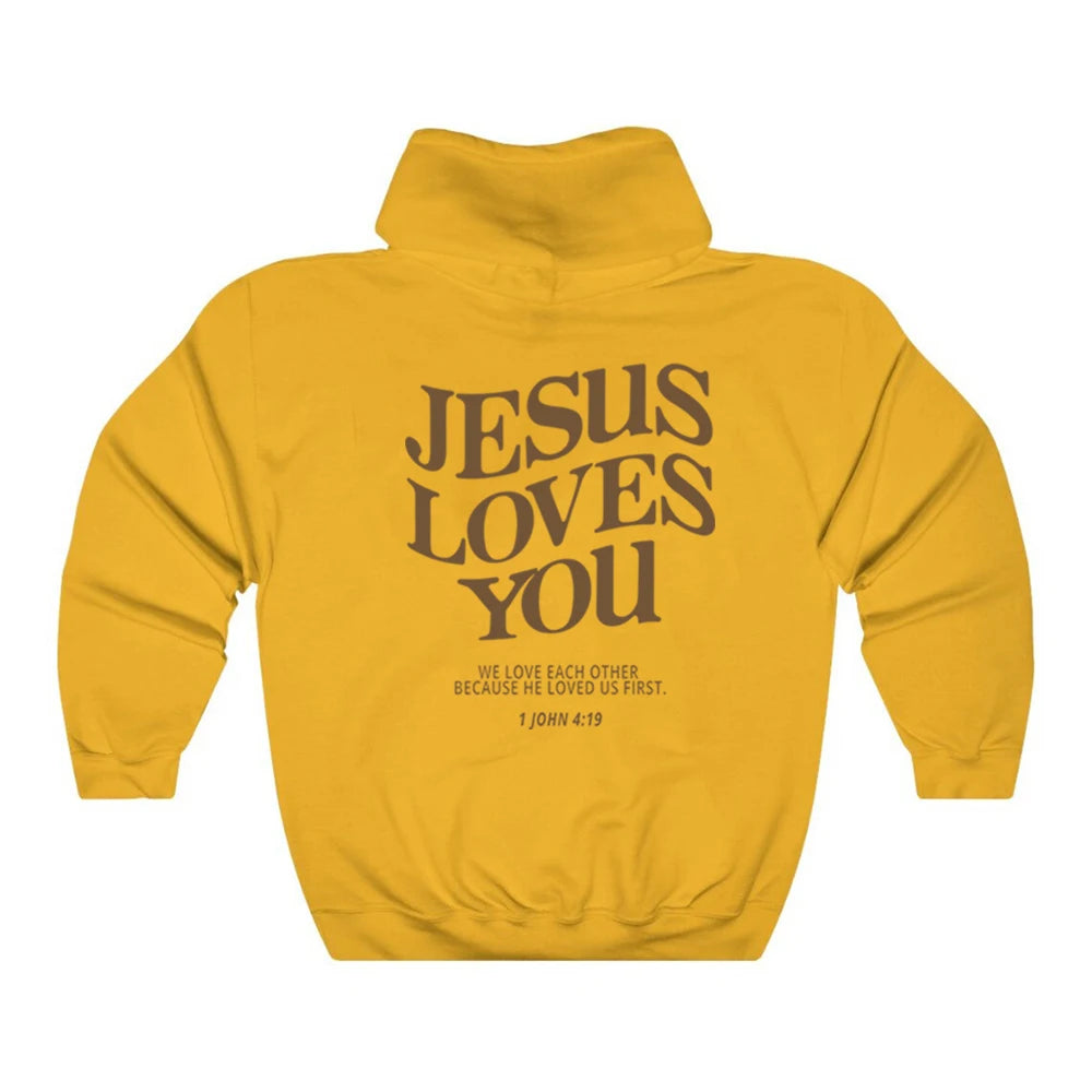 Jesus Loves You Hoodie Christian Hooded Sweatshirt Jesus s Christian Merch image 0