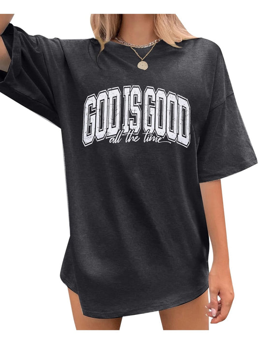 God is Good Shirt Christian Shirts for Women Oversized Jesus Religious Gift Tops image 0