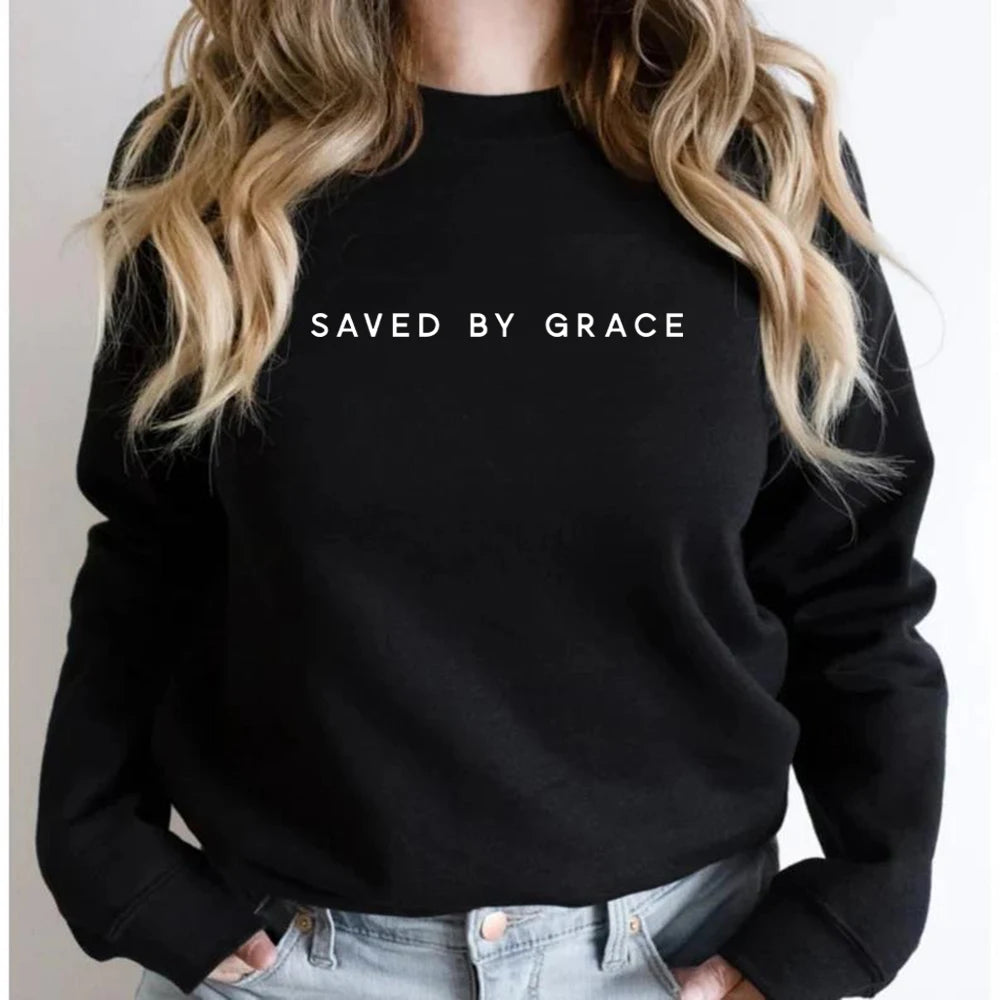 Saved by Grace Sweatshirt Christian Crewneck Sweatshirts image 2