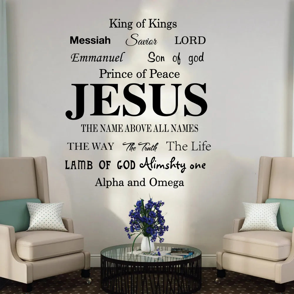 Jesus God Messiah Words Wall Living Room Wall Decal Kitchen Vinyl Decor