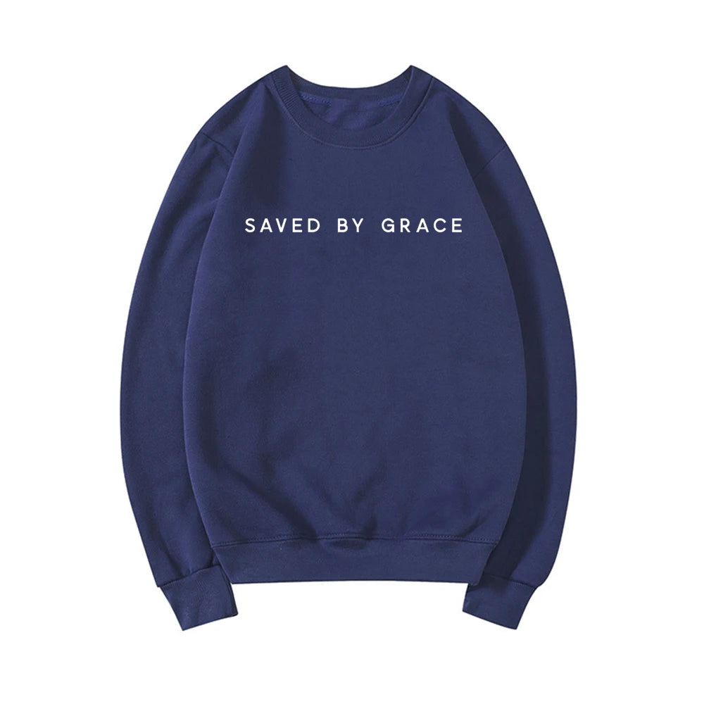 Saved by Grace Sweatshirt Christian Crewneck Sweatshirts image 1