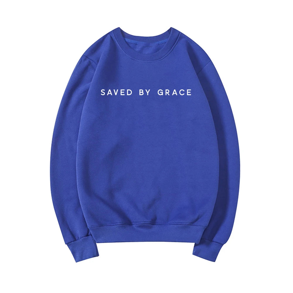 Saved by Grace Sweatshirt Christian Crewneck Sweatshirts image 3