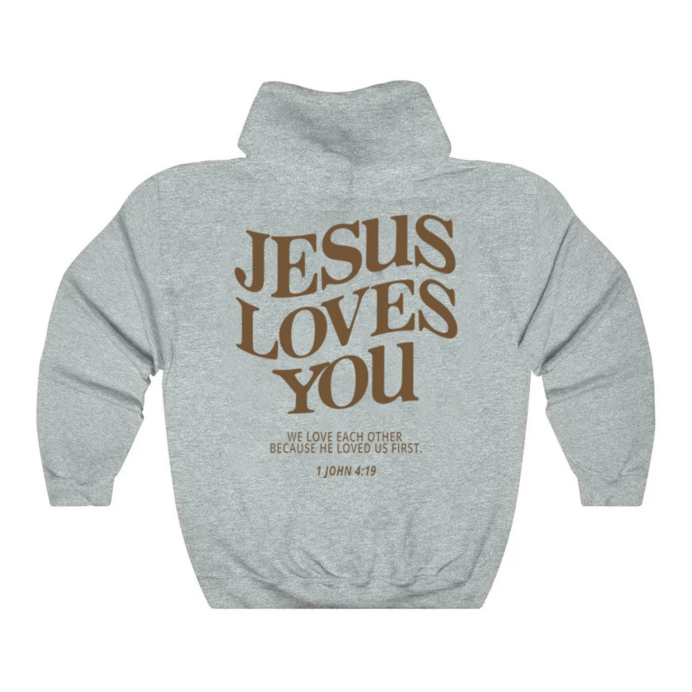 Jesus Loves You Hoodie Christian Hooded Sweatshirt Jesus s Christian Merch image 2