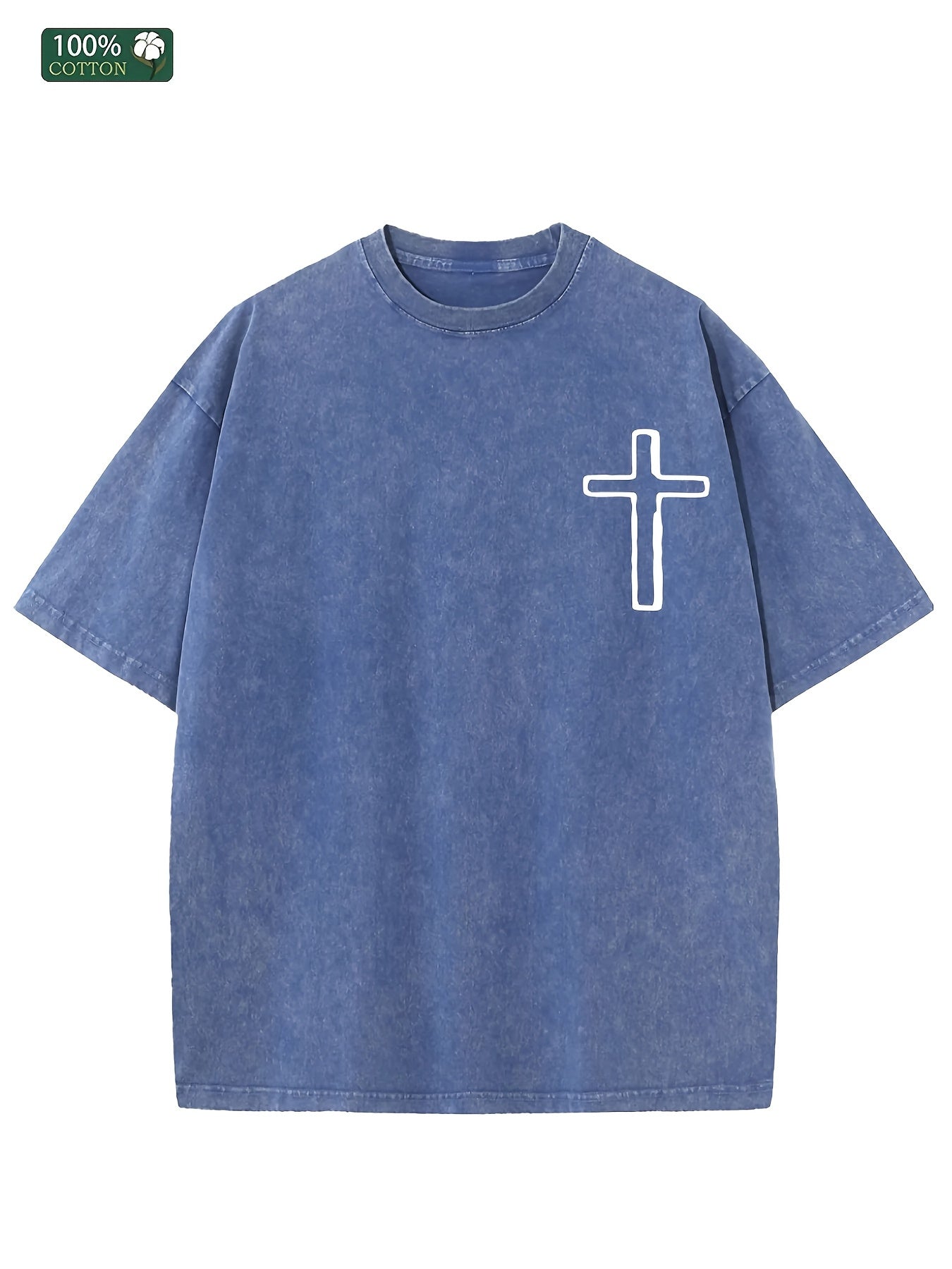 JESUS IS MY GOD Men's washed cotton T-shirt, vintage pure cotton T-shirt, animat image 8