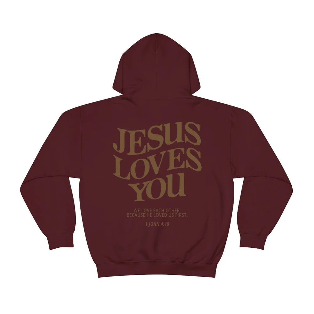Jesus Loves You Hoodie Christian Hooded Sweatshirt Jesus s Christian Merch image 9